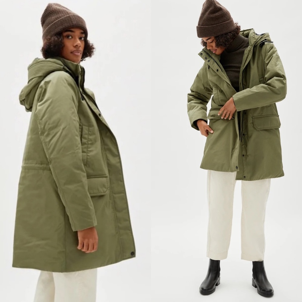 Everlane Re:Down Military Parka Dark Moss Green size XS